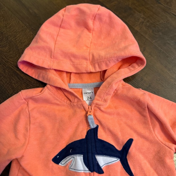 Carter’s Neon Coral Shark Hoodie - Picture 3 of 4